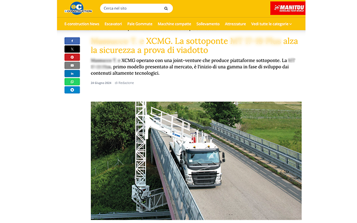 欧洲媒体e-CONSTRUCTION点赞威尼斯9499桥梁检测车